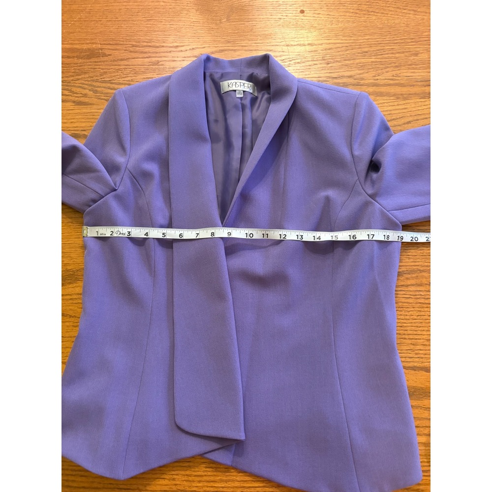 Kasper Women Purple Open Front Shawl Collar 3/4 Sleeve Blazer Size 10 Classic - Picture 4 of 9